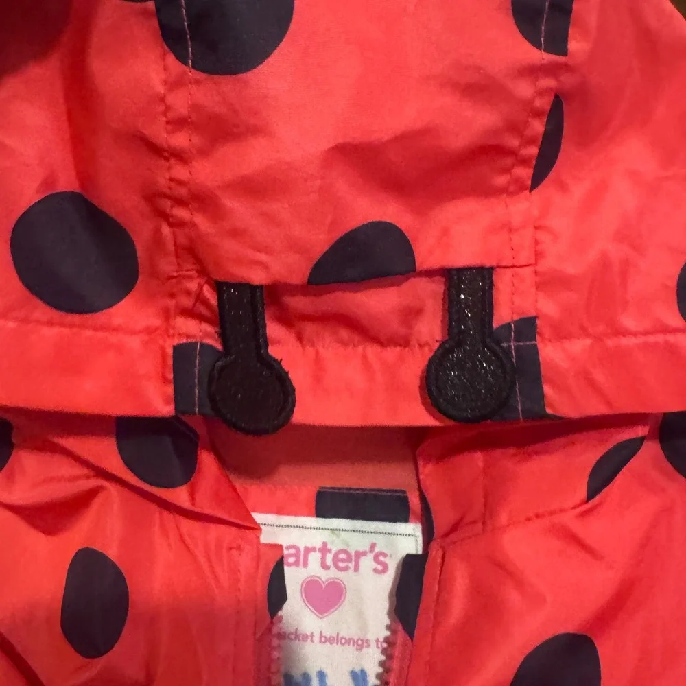 Carters Baby Girls Red Ladybug Polka Dot Hooded Rain Poncho Jacket‎ 12M